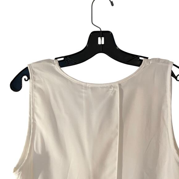 Green Envelope Womens Small Tank Top White M Lined Woven Sleeveless Layered NEW - Picture 3 of 9